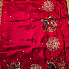 Pure Raw Silk with Cutwork and petitpoint embroidery