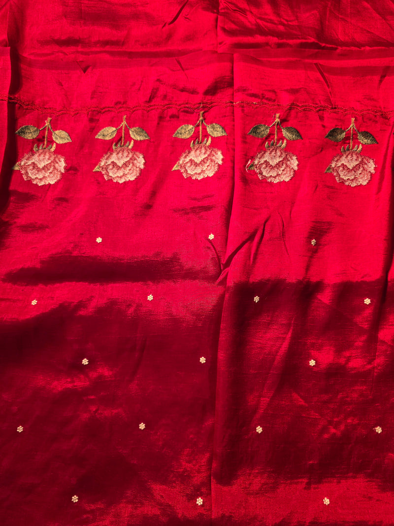 Pure Raw Silk with Cutwork and petitpoint embroidery