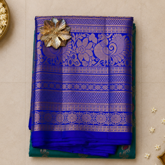 Sarala – Green & Royal Blue Venkatagiri Pure Silk Saree