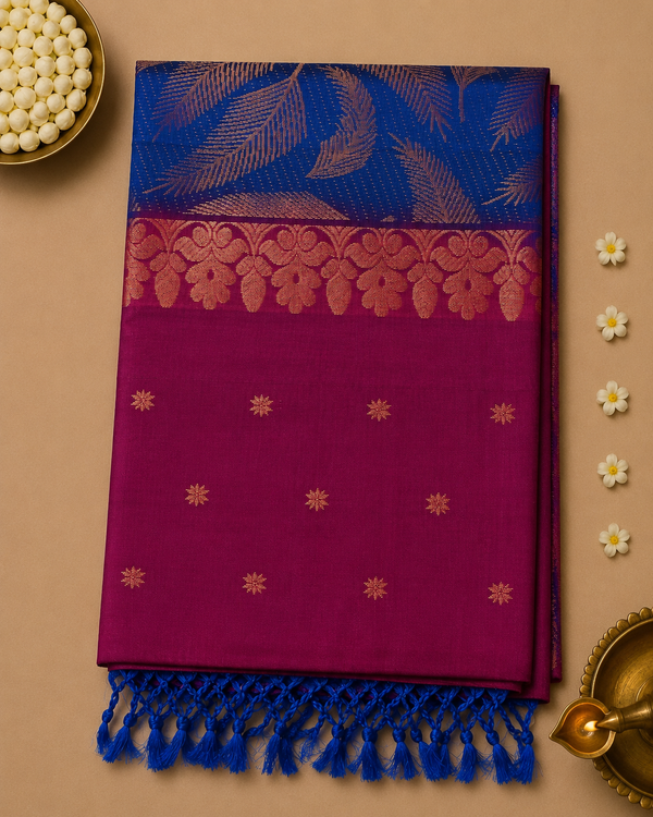 Rajnandini – Magenta Venkatagiri Pure Silk Saree