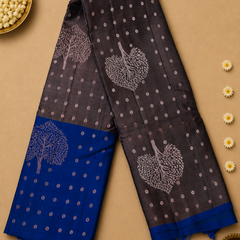 Aranyani – Grey Venkatagiri Pure Silk Saree with Royal Blue Pallu