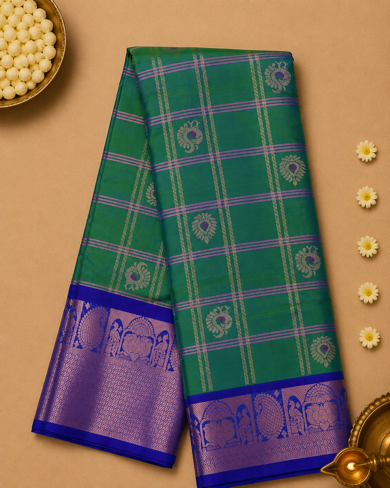 Padmavathi – Green Venkatagiri Pure Silk Saree with Vintage Border