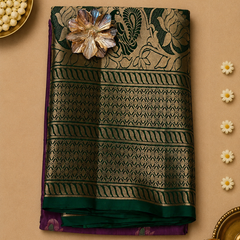 Vaidehi – Purple & Green Pure Venkatagiri Silk Saree