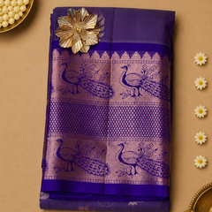 Nandini – Purple Venkatagiri Silk Saree with Peacock Motifs