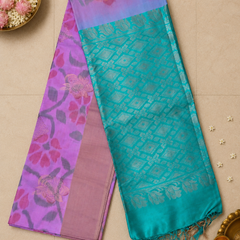 Ravinya – Teal & Lavender Uppada Silk Saree
