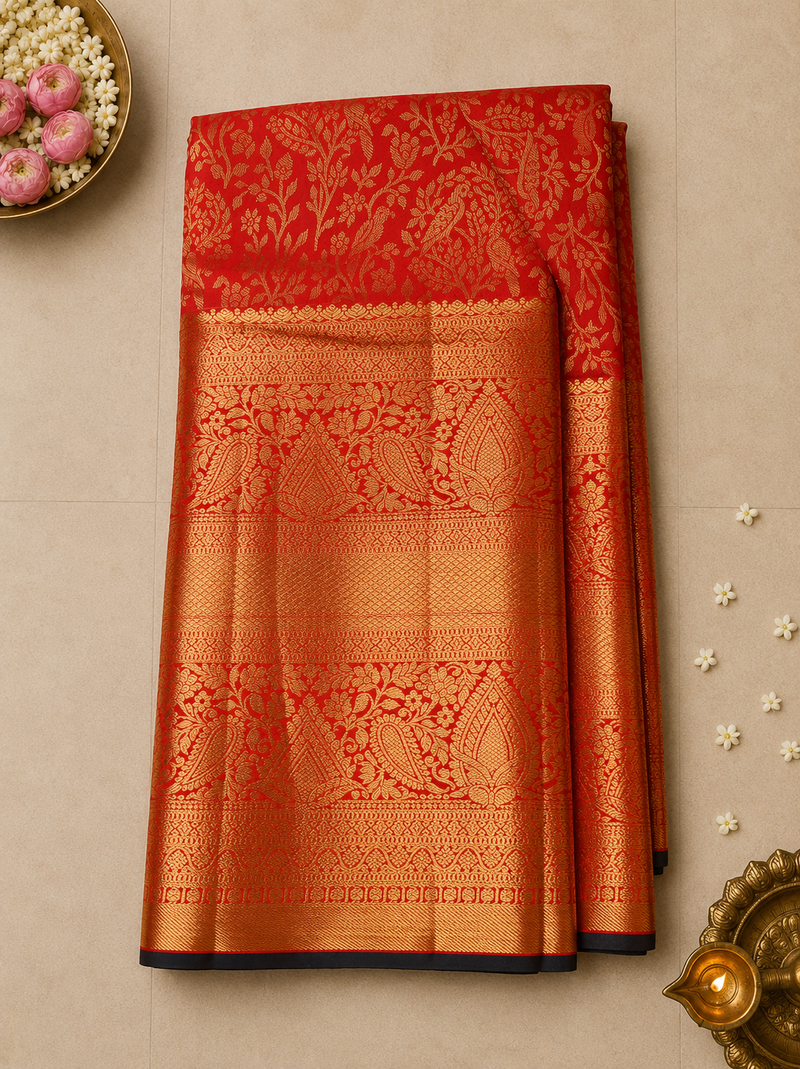 Classic Red Dharmavaram Silk Saree