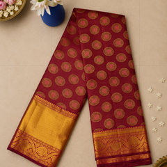 Royal Maroon and Blue Dhrmavaram Silk Saree