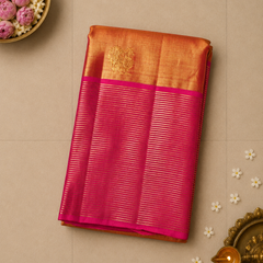 Graceful Pink and Gold Dharmavaram Silk Saree
