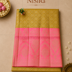 Pastel Pink & Gold Dharmavaram Silk Saree