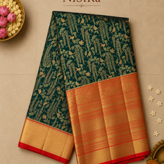 Green & Red Dharmavaram Silk Saree