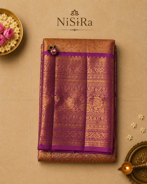 Mithuna – Gold & Violet Kanjivaram Tissue Saree