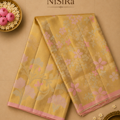 Aarunya – Ivory Gold & Pink Kanjivaram Silk Saree