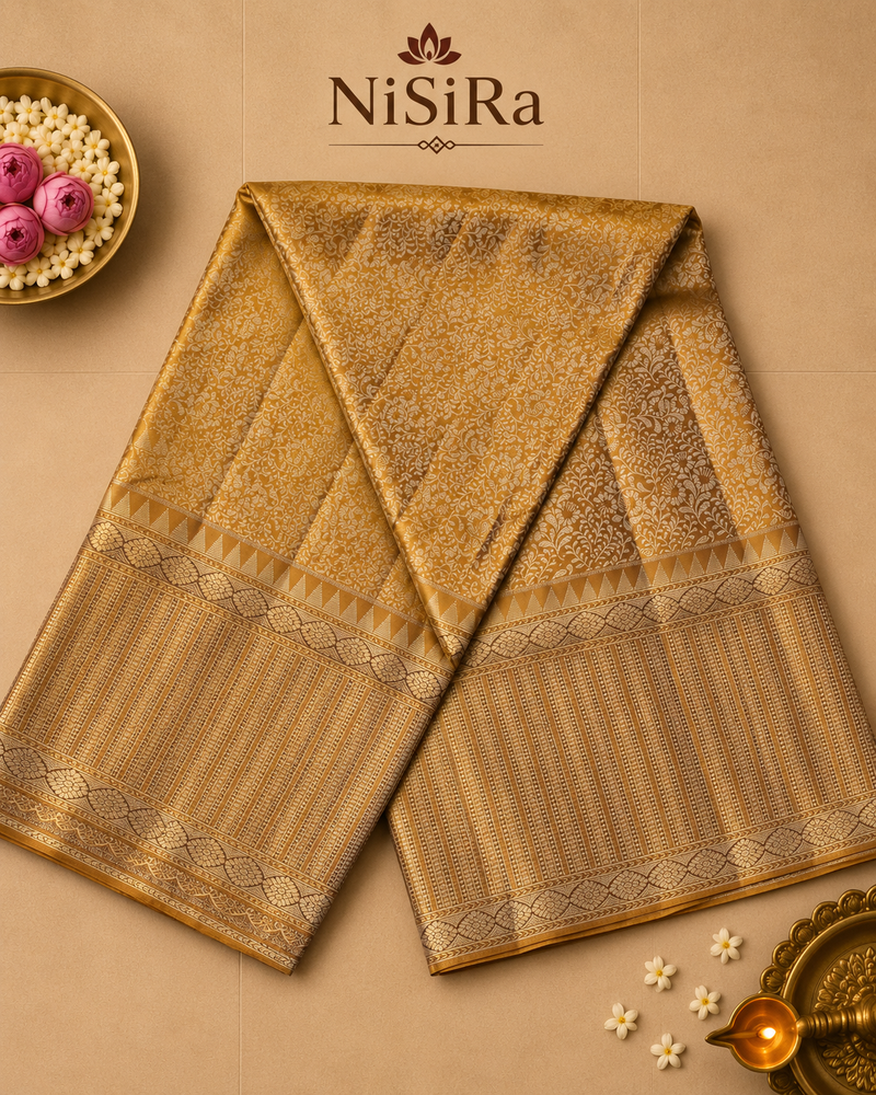 Harini – Gold Kanchipuram Tissue Silk Saree