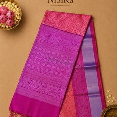 Vidya – Dusty Pink & Magenta Uppada Jamdani Silk Saree