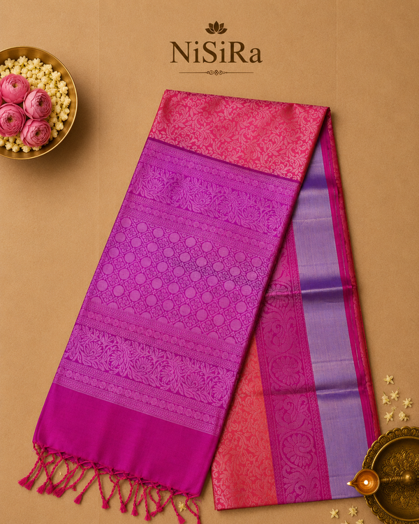 Vidya – Dusty Pink & Magenta Uppada Jamdani Silk Saree