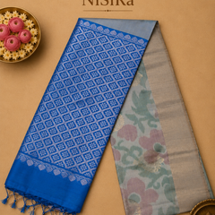 Samyukta – Grey Uppada Silk Saree with Blue  Pallu