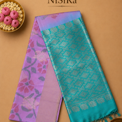 Ravinya – Teal & Lavender Uppada Silk Saree