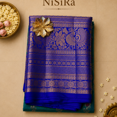Sarala – Green & Royal Blue Venkatagiri Pure Silk Saree