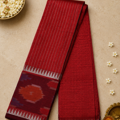 Mangalagiri Saree in Maroon with Ikat Border