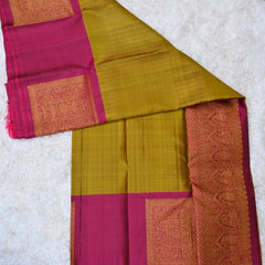 Saraswathi – Olive Green & Magenta Kanjivaram Silk Saree
