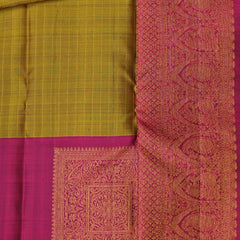 Saraswathi – Olive Green & Magenta Kanjivaram Silk Saree