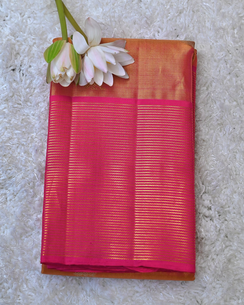 Graceful Pink and Gold Dharmavaram Silk Saree