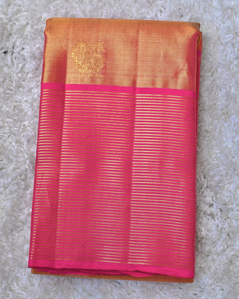 Graceful Pink and Gold Dharmavaram Silk Saree