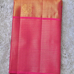 Graceful Pink and Gold Dharmavaram Silk Saree