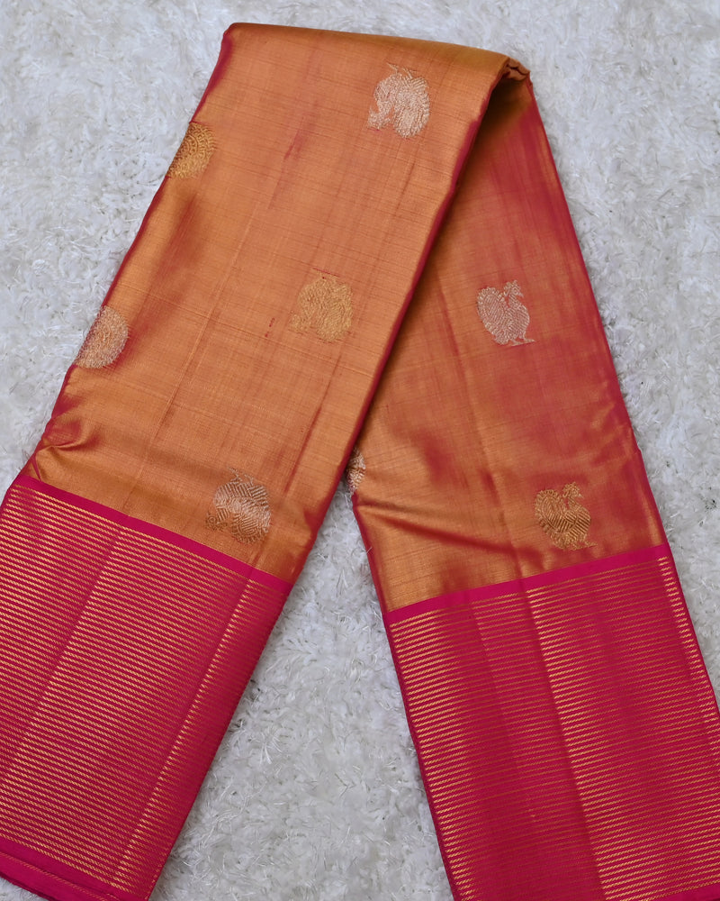 Veda – Coral Tissue Kanjivaram Silk Saree