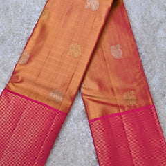 Graceful Pink and Gold Dharmavaram Silk Saree