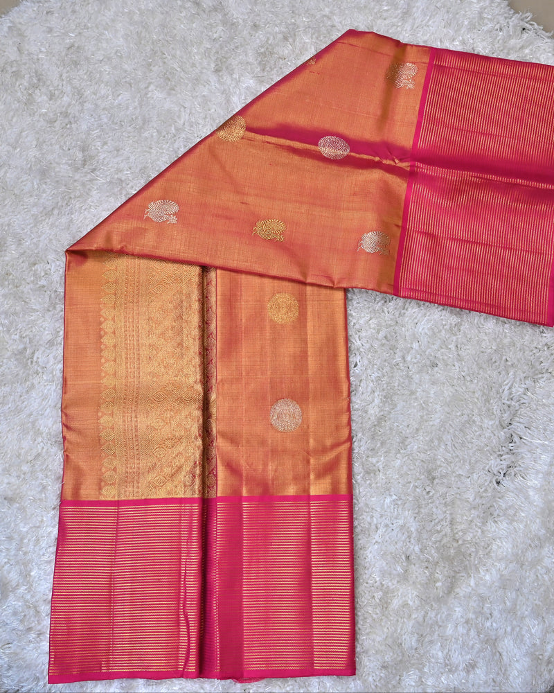 Graceful Pink and Gold Dharmavaram Silk Saree