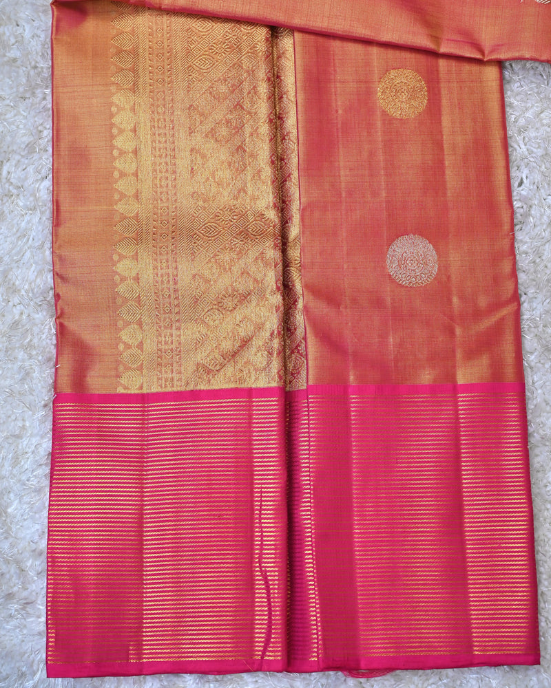 Graceful Pink and Gold Dharmavaram Silk Saree