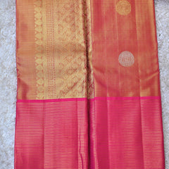 Graceful Pink and Gold Dharmavaram Silk Saree