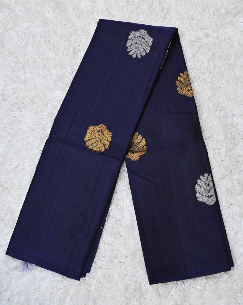 Nayana – Midnight Blue Sona Rupa Kanjivaram Silk Saree