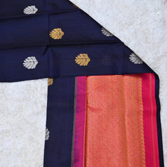 Nayana – Midnight Blue Sona Rupa Kanjivaram Silk Saree