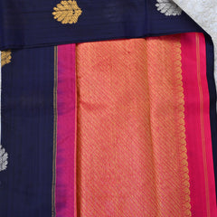 Nayana – Midnight Blue Sona Rupa Kanjivaram Silk Saree