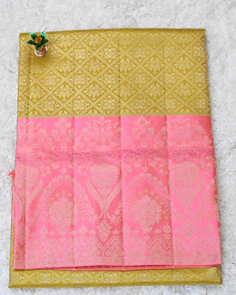 Myra – Methi Green & Pink Kanjivaram Silk Saree