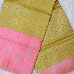 Myra – Methi Green & Pink Kanjivaram Silk Saree