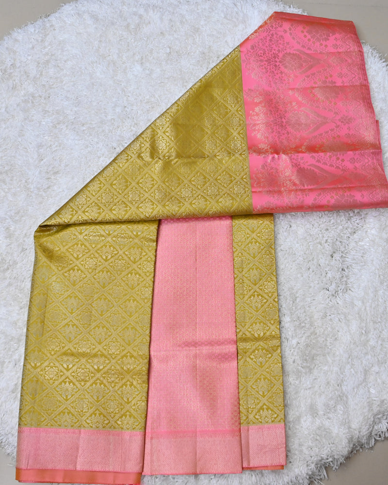 Myra – Methi Green & Pink Kanjivaram Silk Saree
