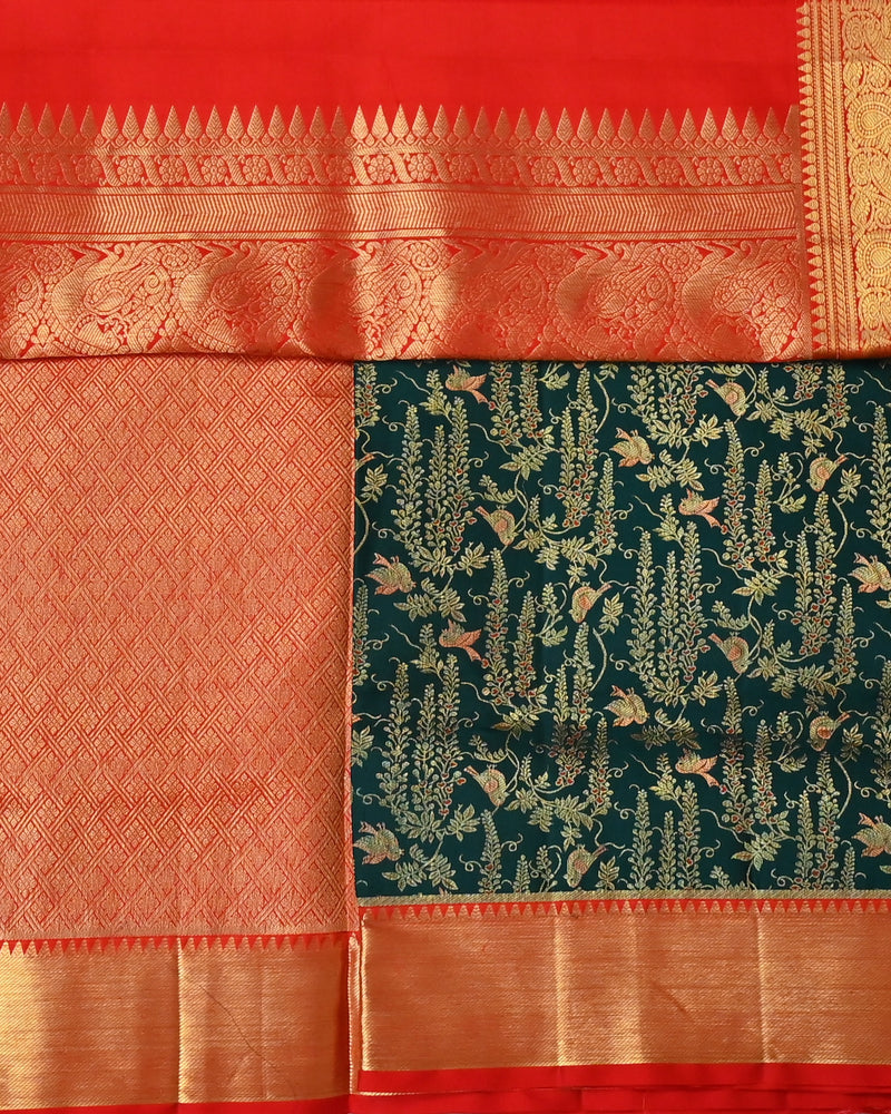 Aadhya – Green & Red Kanjivaram Silk Saree