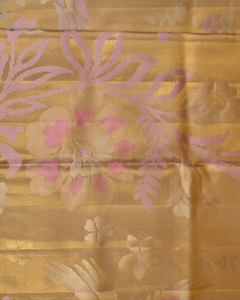 Aarunya – Ivory Gold & Pink Kanjivaram Silk Saree