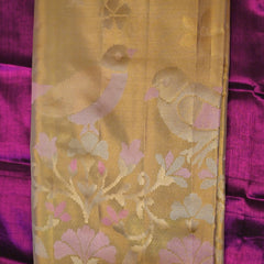 Aarunya – Ivory Gold & Pink Kanjivaram Silk Saree