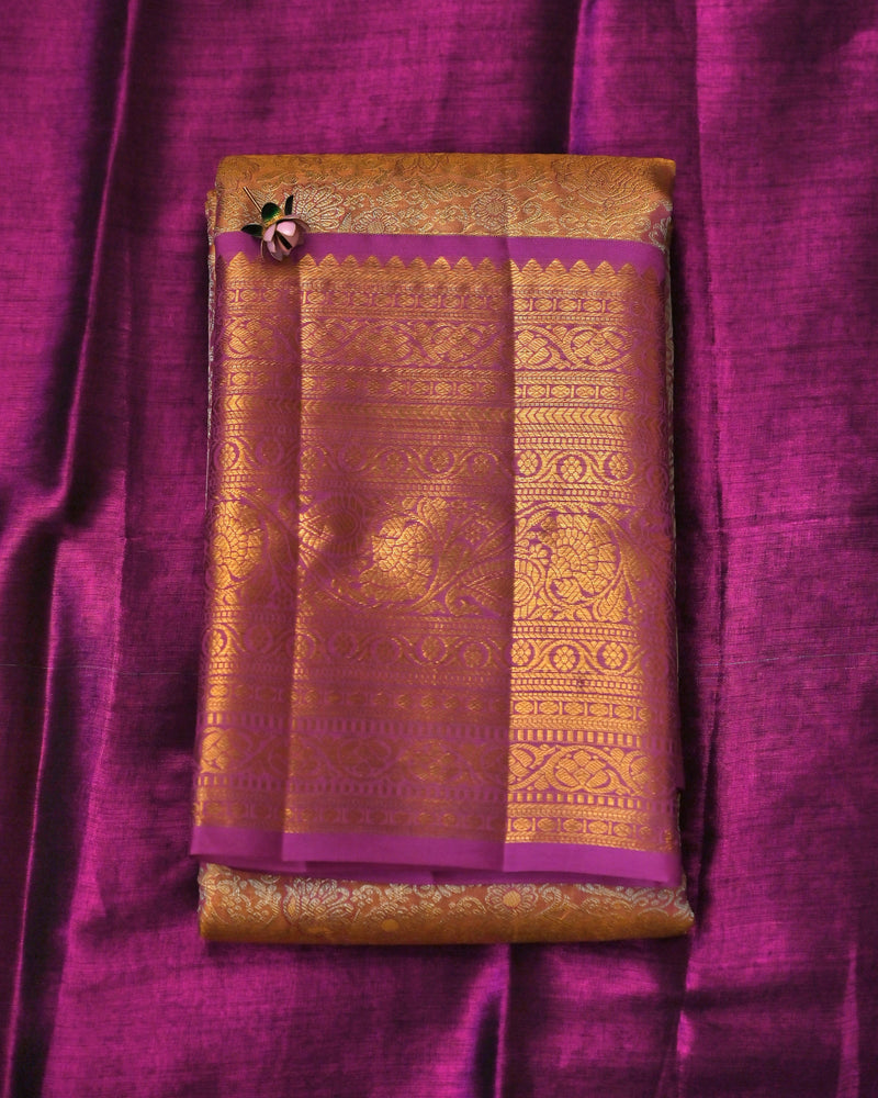 Mithuna – Gold & Violet Kanjivaram Tissue Saree