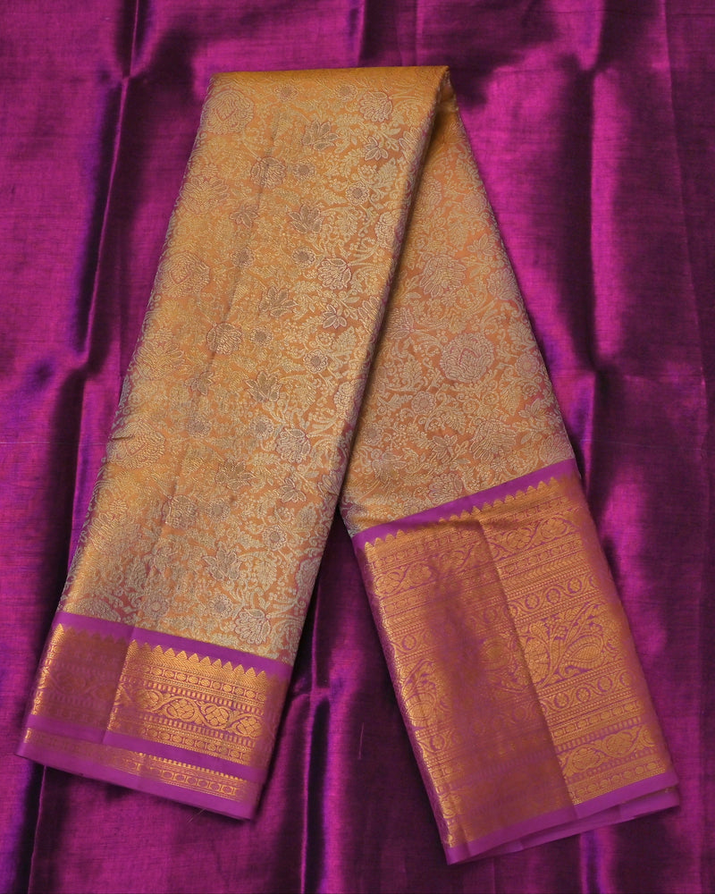 Mithuna – Gold & Violet Kanjivaram Tissue Saree