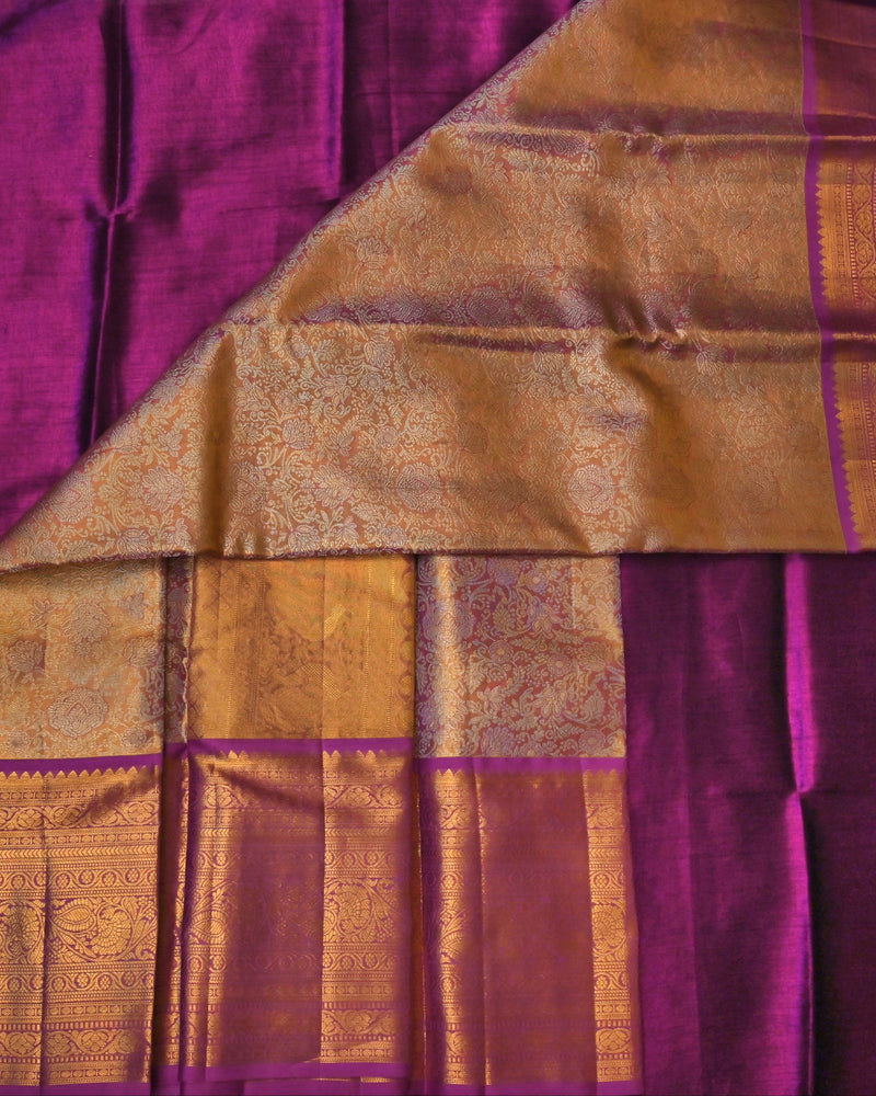 Mithuna – Gold & Violet Kanjivaram Tissue Saree
