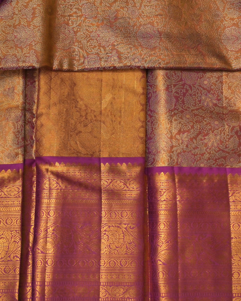 Mithuna – Gold & Violet Kanjivaram Tissue Saree