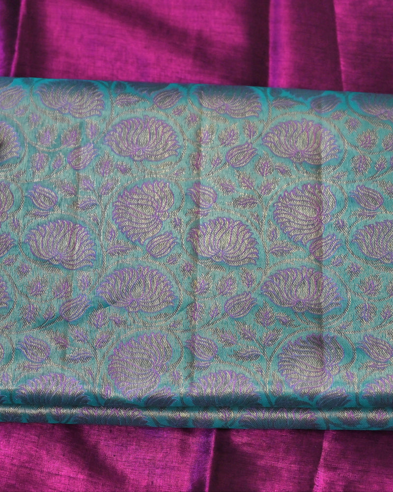 Anvitha – Blue & Pink Kanchipuram Tissue Silk Saree