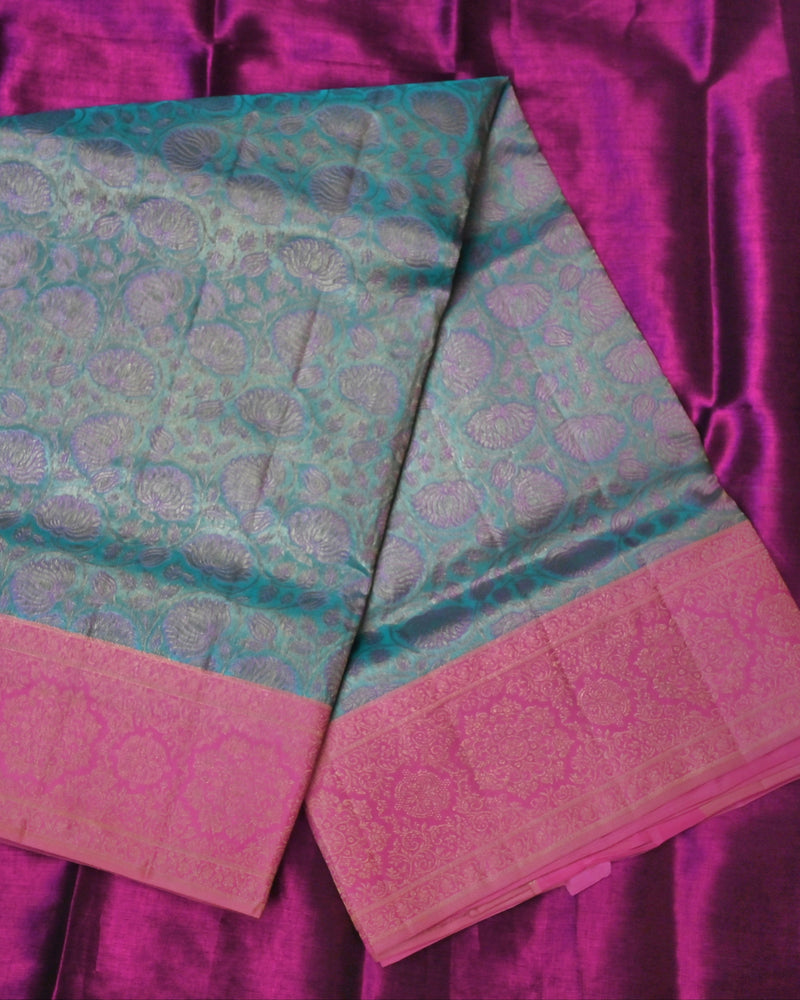 Anvitha – Blue & Pink Kanchipuram Tissue Silk Saree