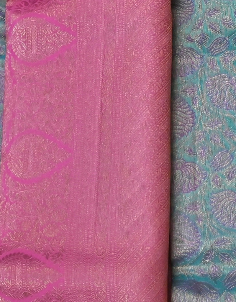 Anvitha – Blue & Pink Kanchipuram Tissue Silk Saree