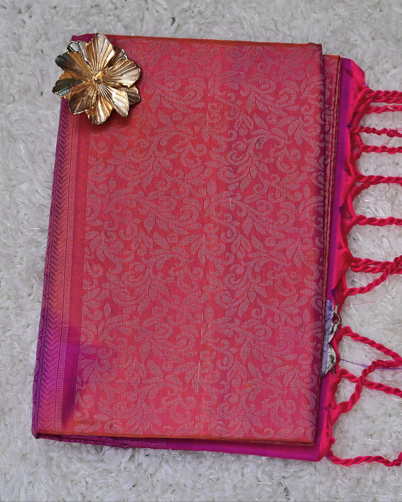 Vidya – Dusty Pink & Magenta Uppada Jamdani Silk Saree
